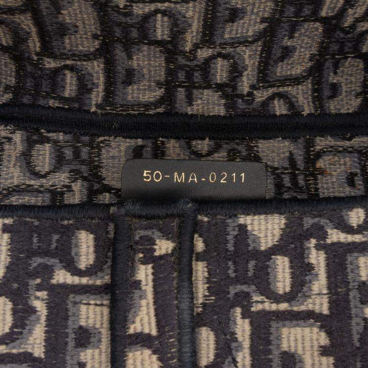 Pre Owned Dior Blue Oblique Embroidered Canvas Saddle Bag