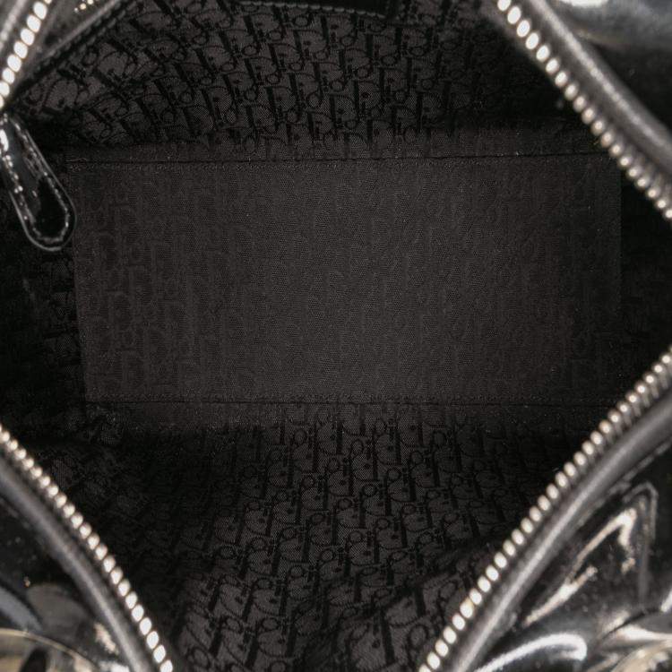 Pre Owned Dior Black Medium Patent Cannage Lady Dior
