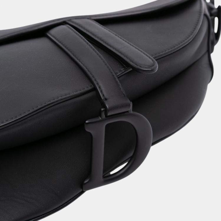 Pre Owned Dior Black Ultra Matte Calfskin Saddle Bag