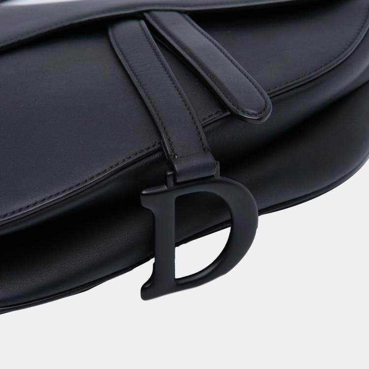 Pre Owned Dior Black Ultra Matte Calfskin Saddle Bag
