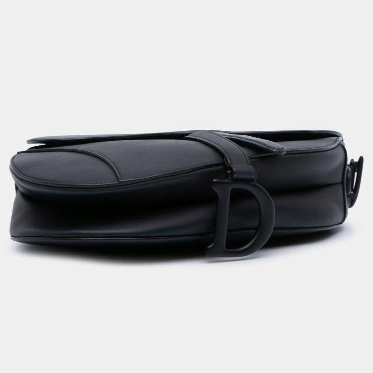 Pre Owned Dior Black Ultra Matte Calfskin Saddle Bag