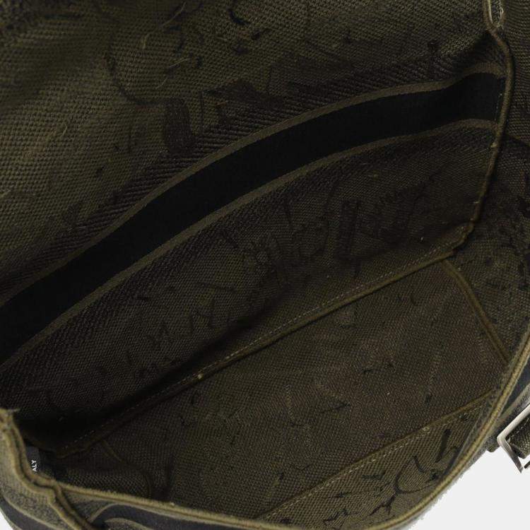 Pre Owned Dior Green Large Embroidered Canvas Graffiti Diorcamp Messenger Bag