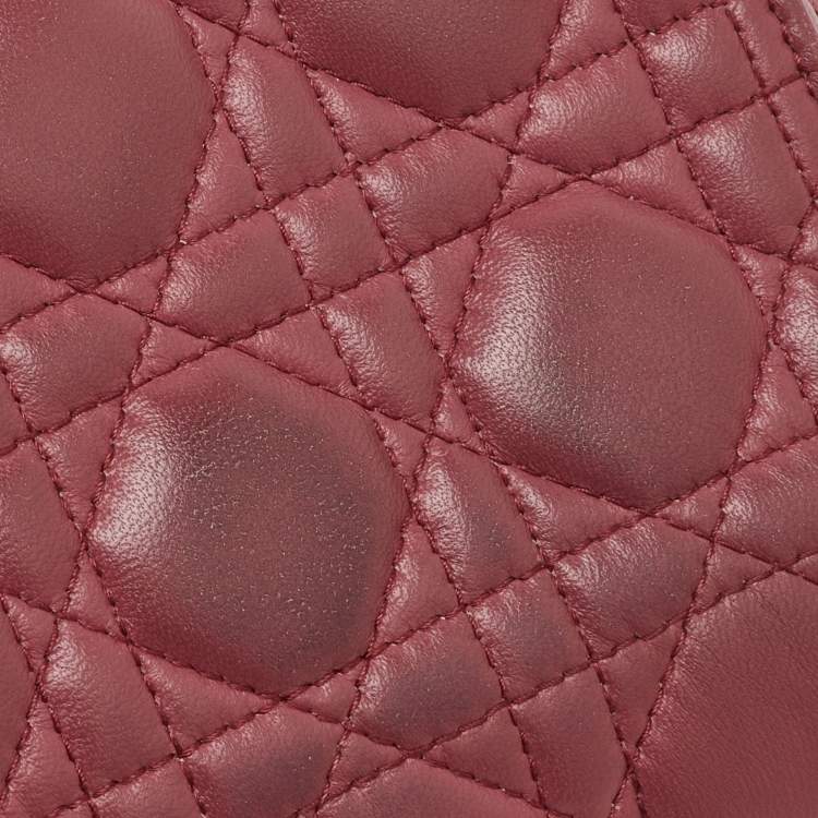 Pre Owned Dior Rose Pink Cannage Leather Medium Lady Dior Tote