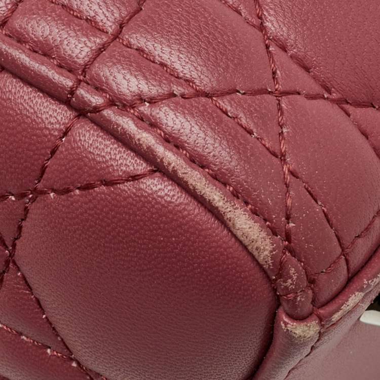 Pre Owned Dior Rose Pink Cannage Leather Medium Lady Dior Tote