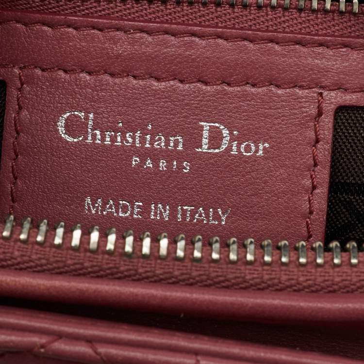 Pre Owned Dior Rose Pink Cannage Leather Medium Lady Dior Tote