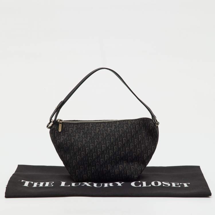Pre Owned Dior Black Oblique Canvas and Leather Vintage Baguette Bag