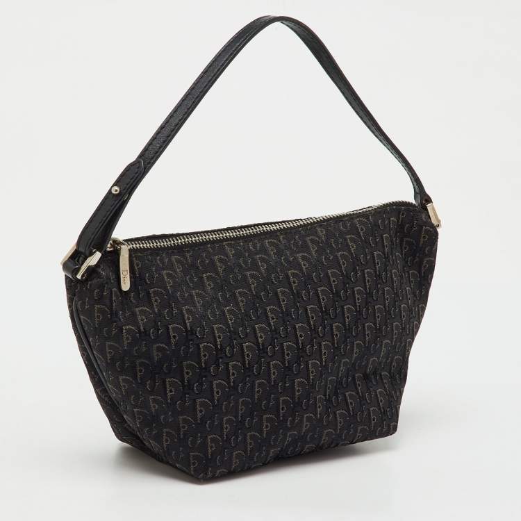 Pre Owned Dior Black Oblique Canvas and Leather Vintage Baguette Bag