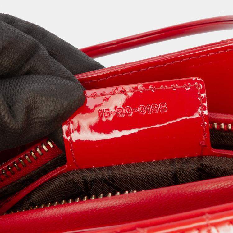 Pre Owned Dior Red Medium Patent Cannage Lady Dior