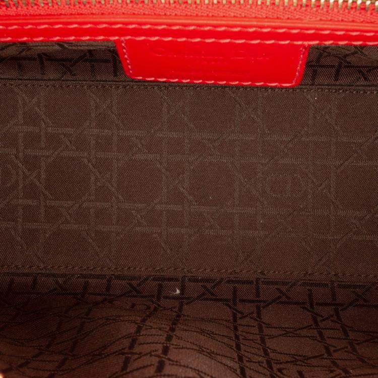 Pre Owned Dior Red Medium Patent Cannage Lady Dior