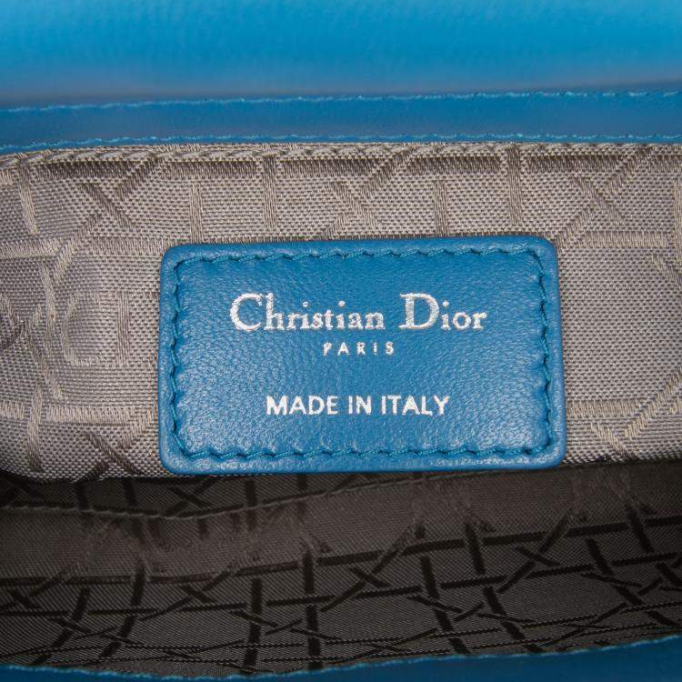 Pre Owned Dior Blue Mini Lambskin Cannage Lady Dior