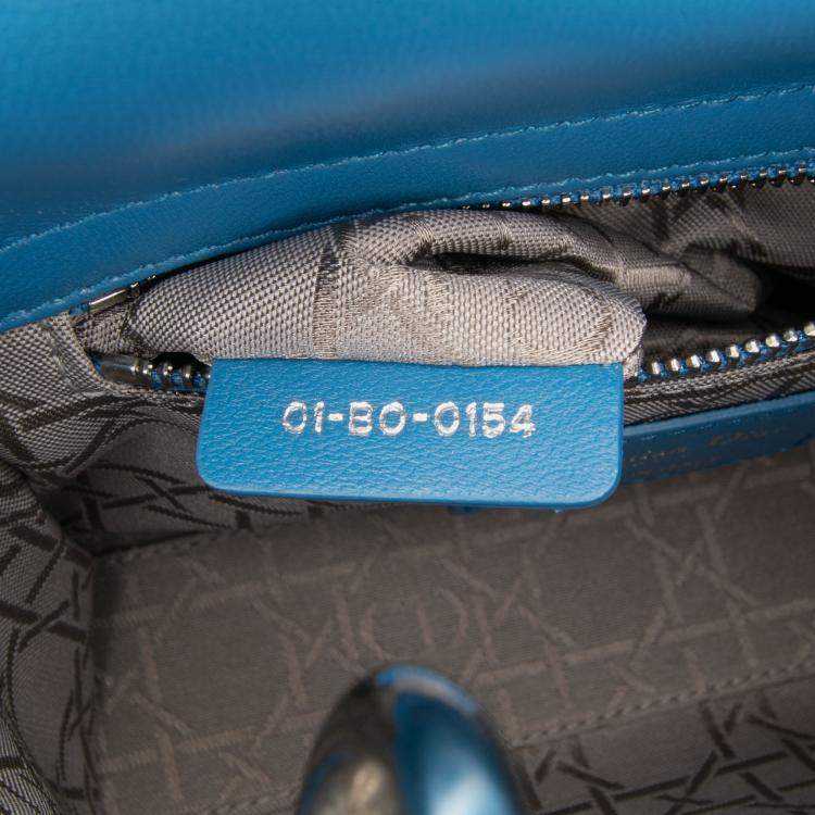 Pre Owned Dior Blue Mini Lambskin Cannage Lady Dior