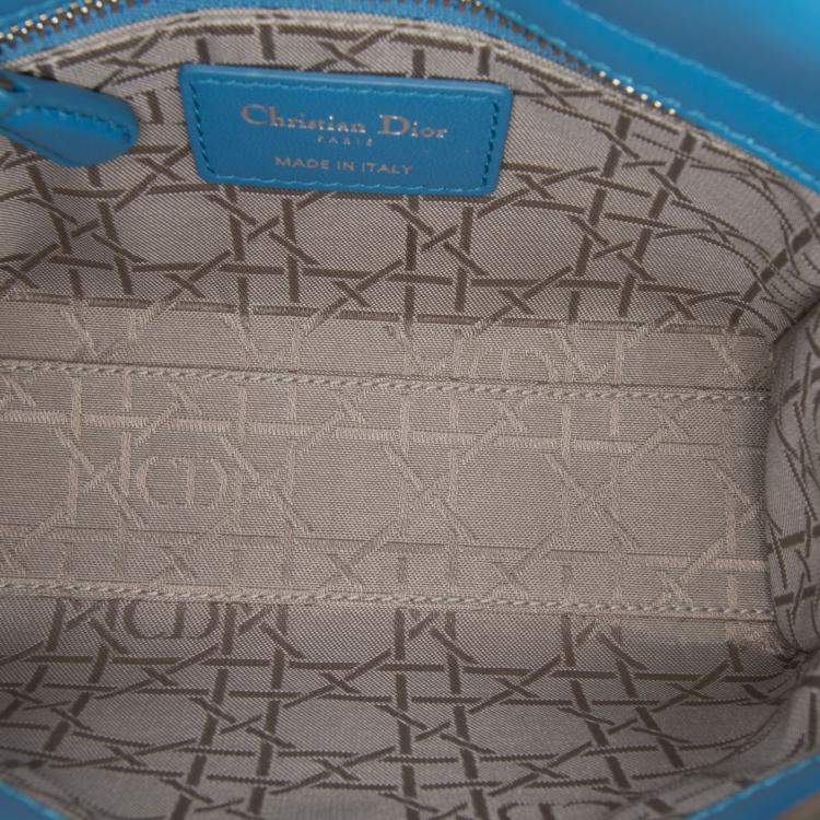 Pre Owned Dior Blue Mini Lambskin Cannage Lady Dior