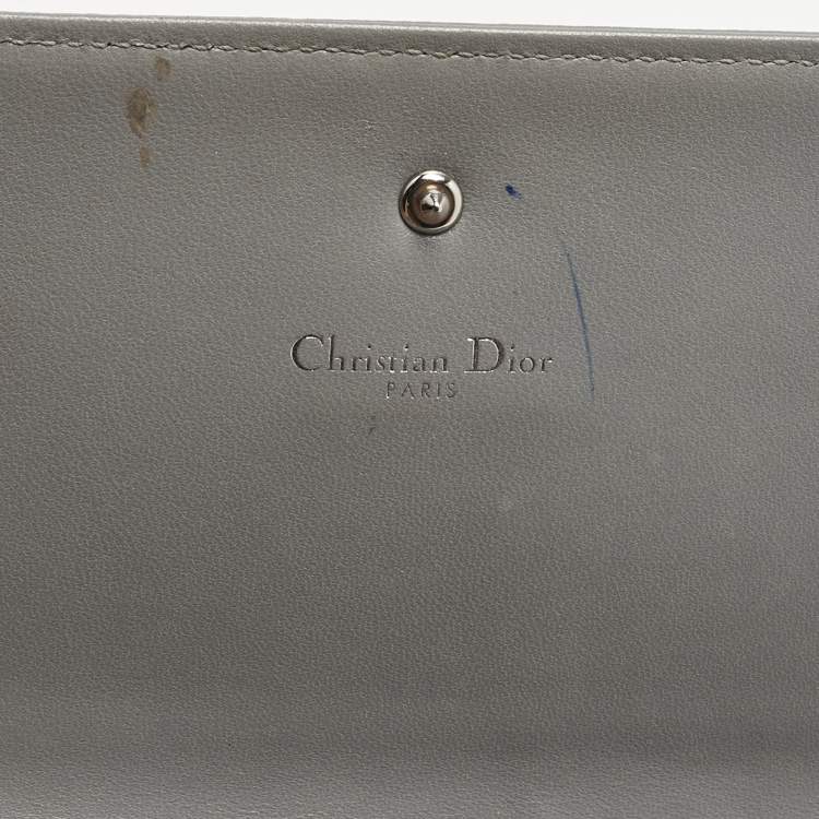 Pre Owned Dior Grey Leather Diorama Wallet on Chain