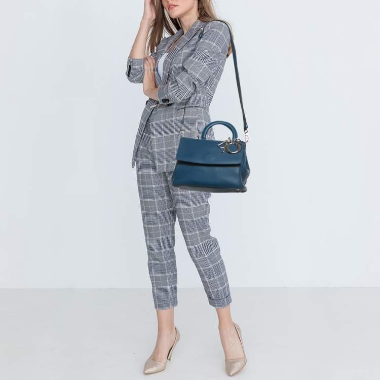 Pre Owned Dior Blue Leather Small Be Dior Flap Top Handle Bag