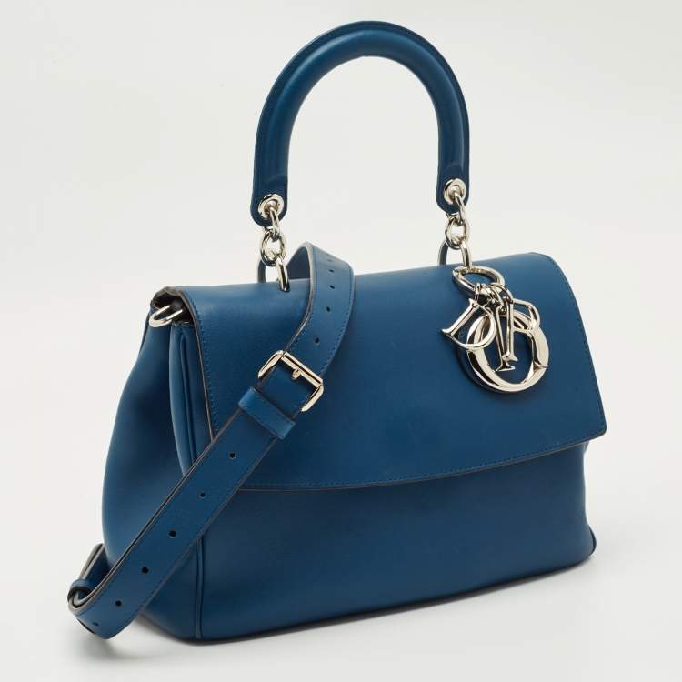Pre Owned Dior Blue Leather Small Be Dior Flap Top Handle Bag