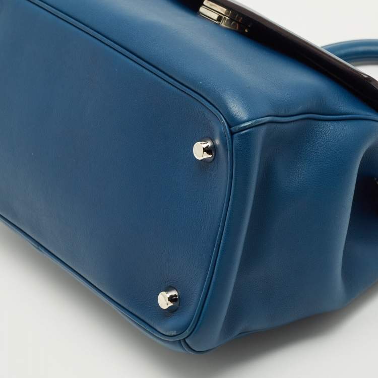 Pre Owned Dior Blue Leather Small Be Dior Flap Top Handle Bag