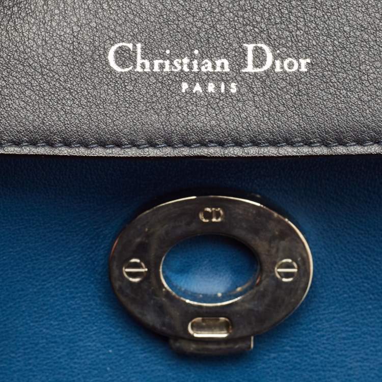 Pre Owned Dior Blue Leather Small Be Dior Flap Top Handle Bag