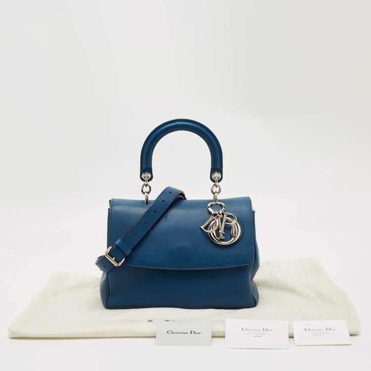 Pre Owned Dior Blue Leather Small Be Dior Flap Top Handle Bag