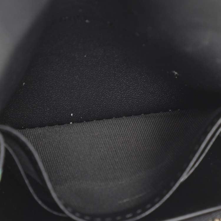 Pre Owned Dior Black Leather Petites Fleurs Embroidered Caro Glycine Wallet