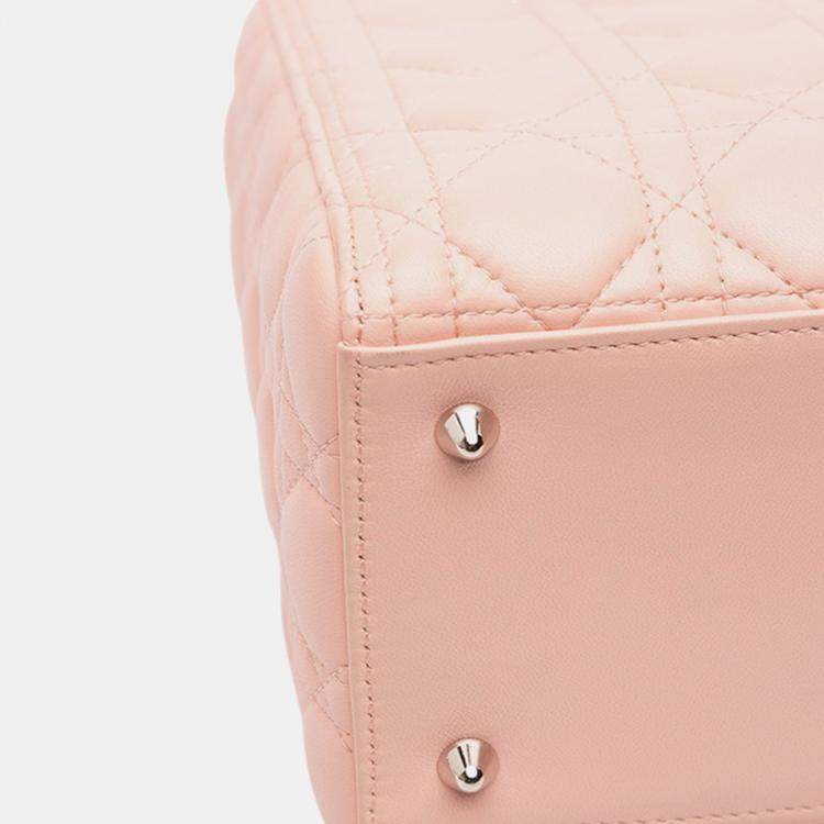 Pre Owned Dior Pink Medium Lambskin Cannage Lady Dior