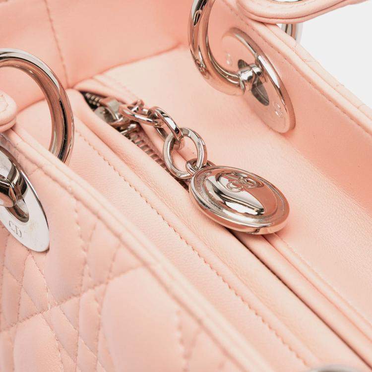 Pre Owned Dior Pink Medium Lambskin Cannage Lady Dior