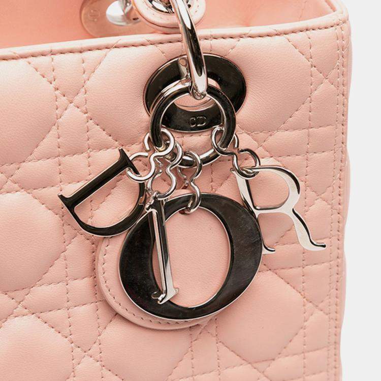 Pre Owned Dior Pink Medium Lambskin Cannage Lady Dior