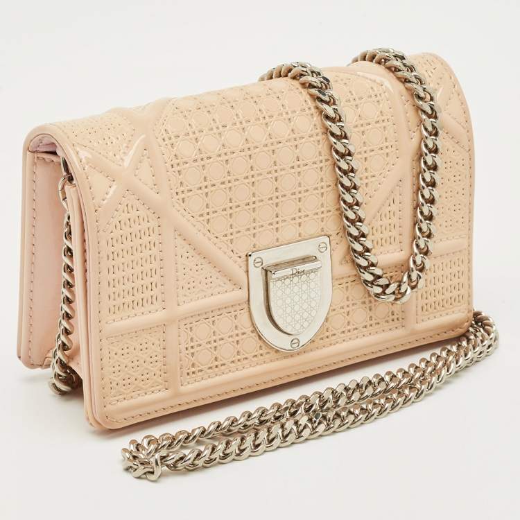 Pre Owned Dior BeigePatent Leather Baby Diorama Crossbody Bag