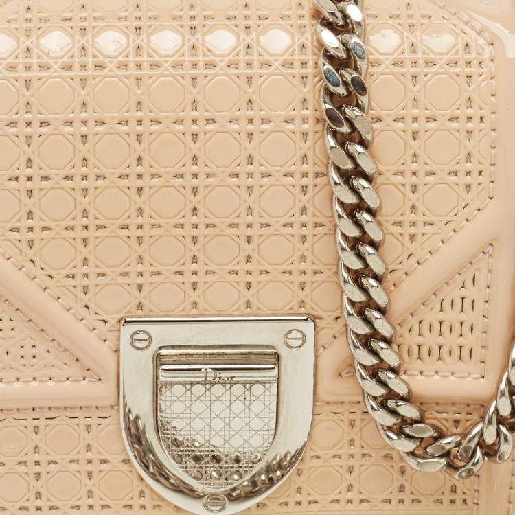Pre Owned Dior BeigePatent Leather Baby Diorama Crossbody Bag