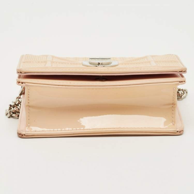 Pre Owned Dior BeigePatent Leather Baby Diorama Crossbody Bag