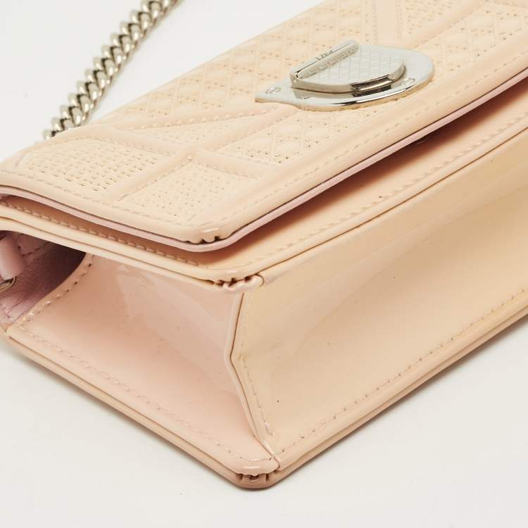 Pre Owned Dior BeigePatent Leather Baby Diorama Crossbody Bag