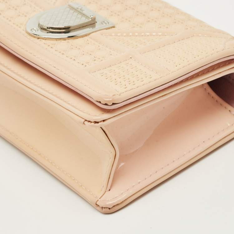 Pre Owned Dior BeigePatent Leather Baby Diorama Crossbody Bag