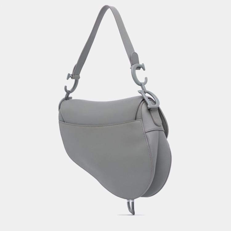 Pre Owned Dior Grey Ultra Matte Calfskin Saddle Bag
