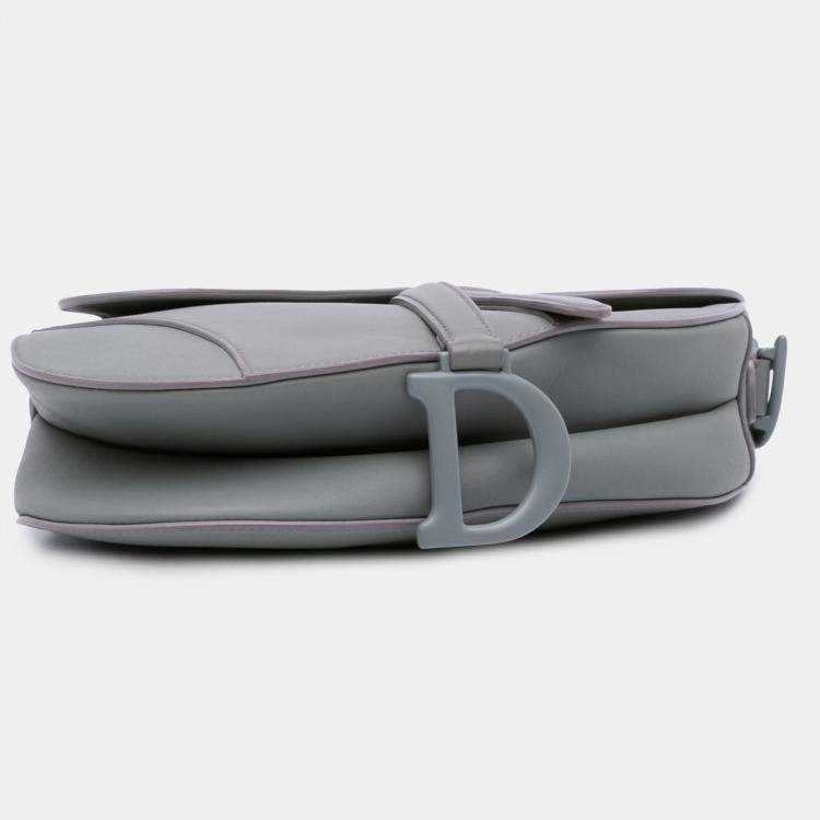 Pre Owned Dior Grey Ultra Matte Calfskin Saddle Bag