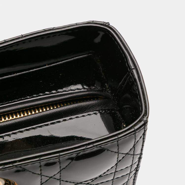 Pre Owned Dior Black Large Patent Cannage Lady Dior