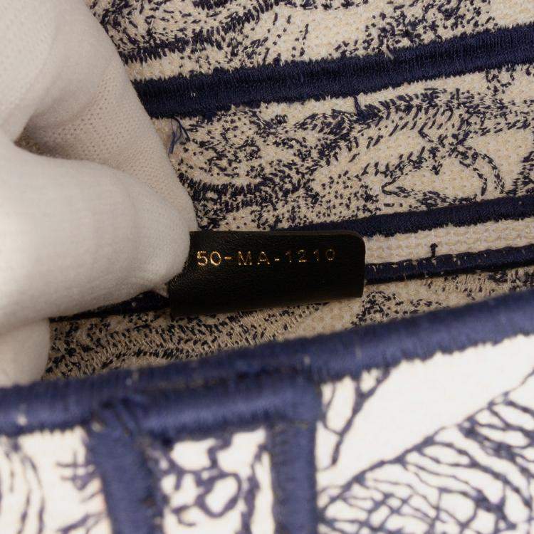 Pre Owned Dior Navy Blue Canvas Embroidered Toile de Jouy Saddle Bag
