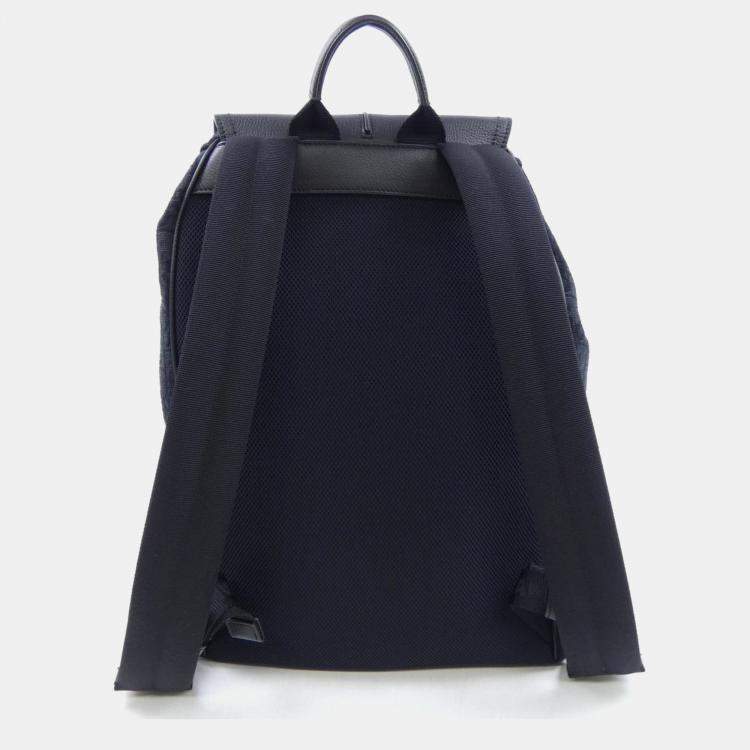 Pre Owned Christian Dior Leather Canvas Navy Backpack
