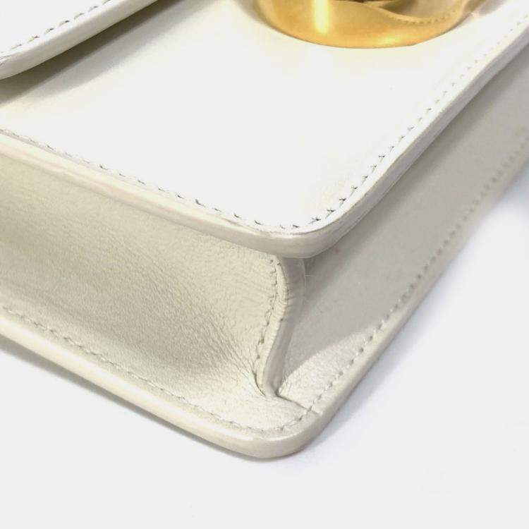 Pre Owned Christian Dior Montaigne 30 Pochette Pouch Shoulder Bag In White Leather