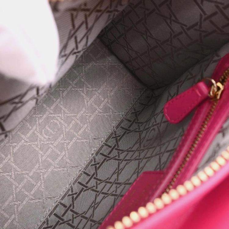 Pre Owned Christian Dior Pink Lambskin Lady Dior Cannage 2way Handbag