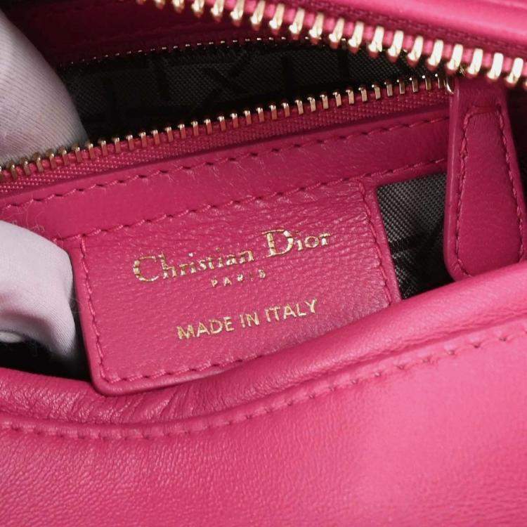 Pre Owned Christian Dior Pink Lambskin Lady Dior Cannage 2way Handbag