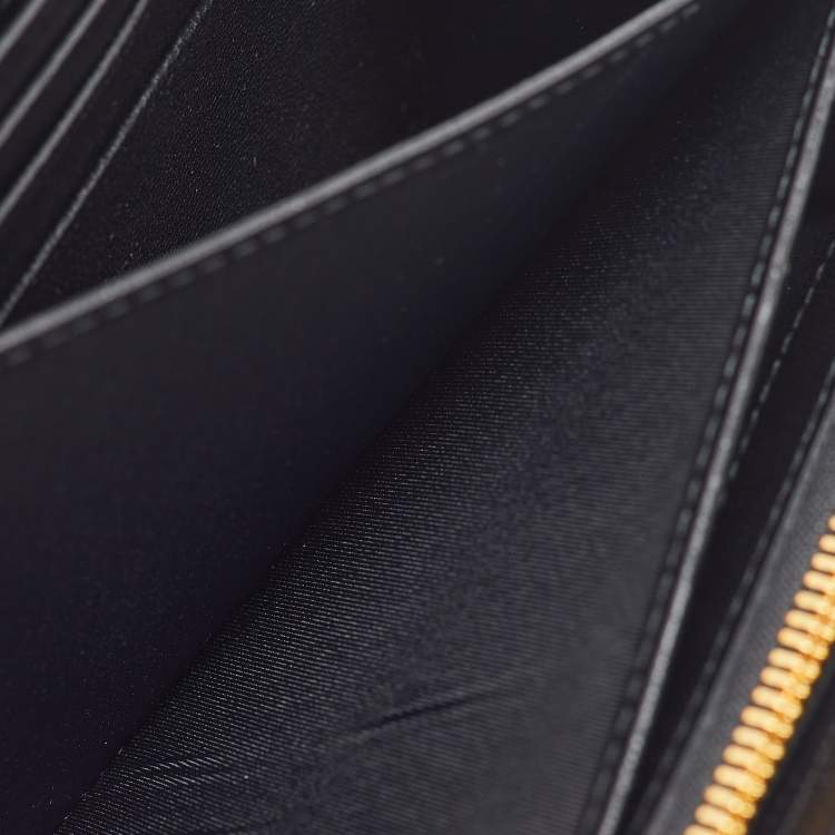 Pre Owned Dior Black Cannage Leather Lady Dior Zip Around Wallet