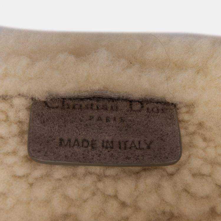 Pre Owned Dior Grey Shearling Suede Saddle Bag