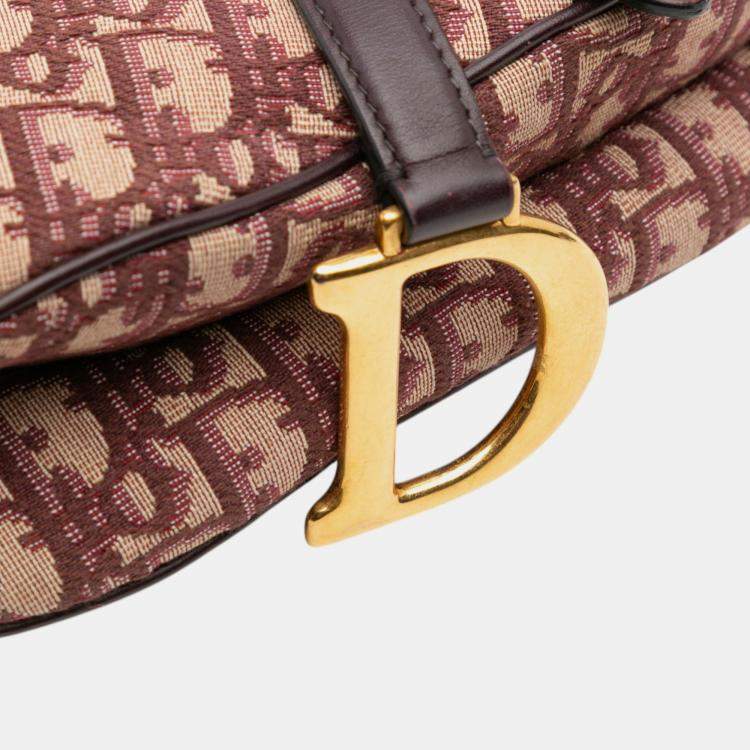 Pre Owned Dior Red Oblique Canvas Saddle Bag