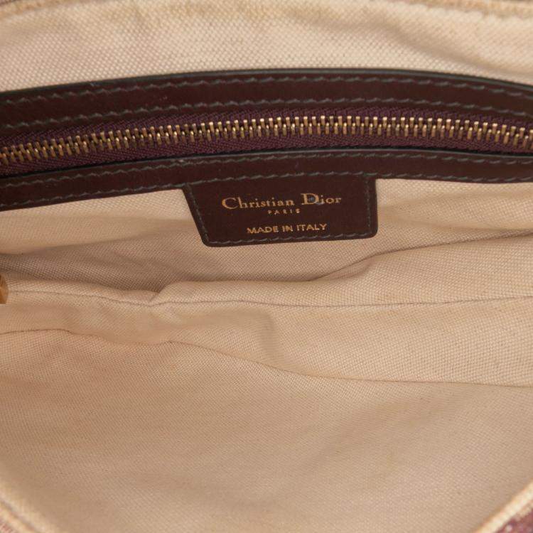 Pre Owned Dior Red Oblique Canvas Saddle Bag