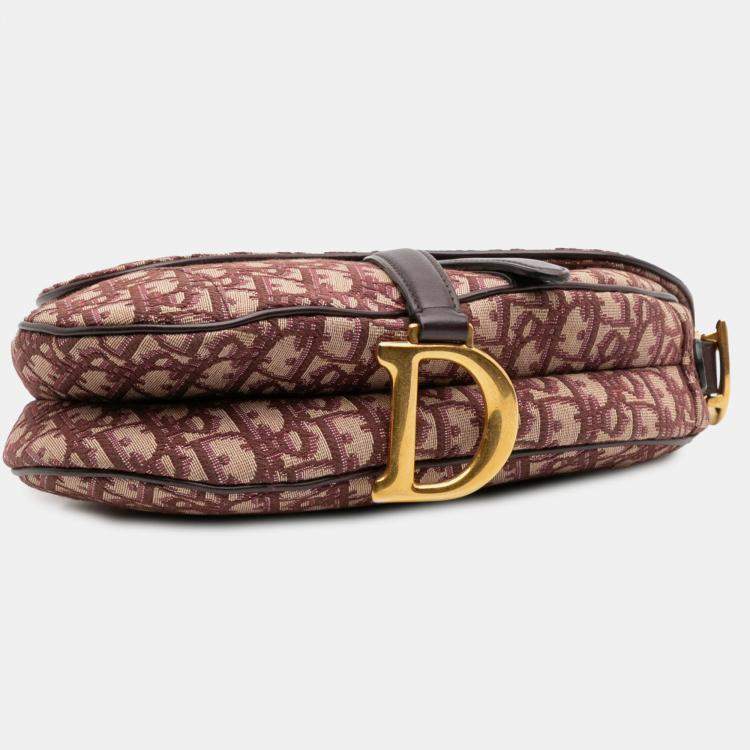 Pre Owned Dior Red Oblique Canvas Saddle Bag