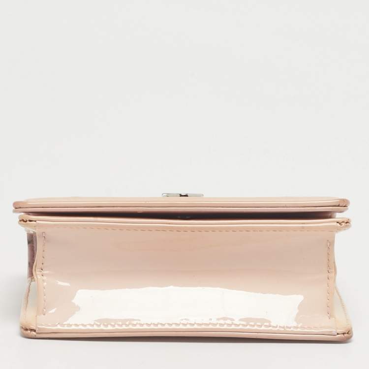 Pre Owned Dior Beige Microcannage Patent Leather Baby Diorama Bag