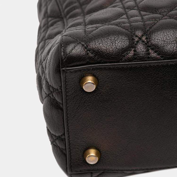 Pre Owned Dior Black Medium Grained Calfskin Cannage Supple Lady Dior