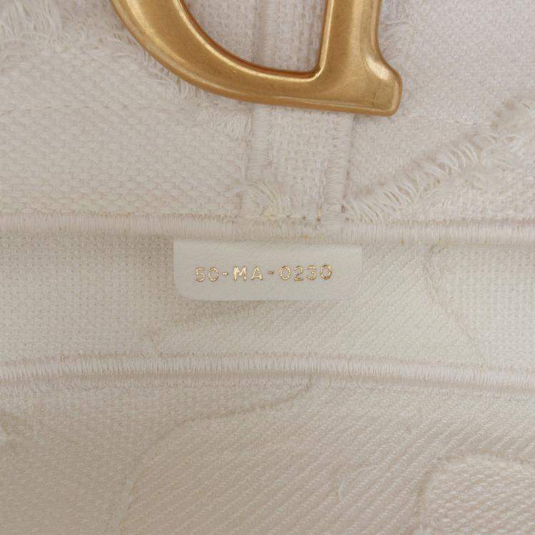 Pre Owned Dior White Mini Canvas Embroidered Camouflage Saddle Bag