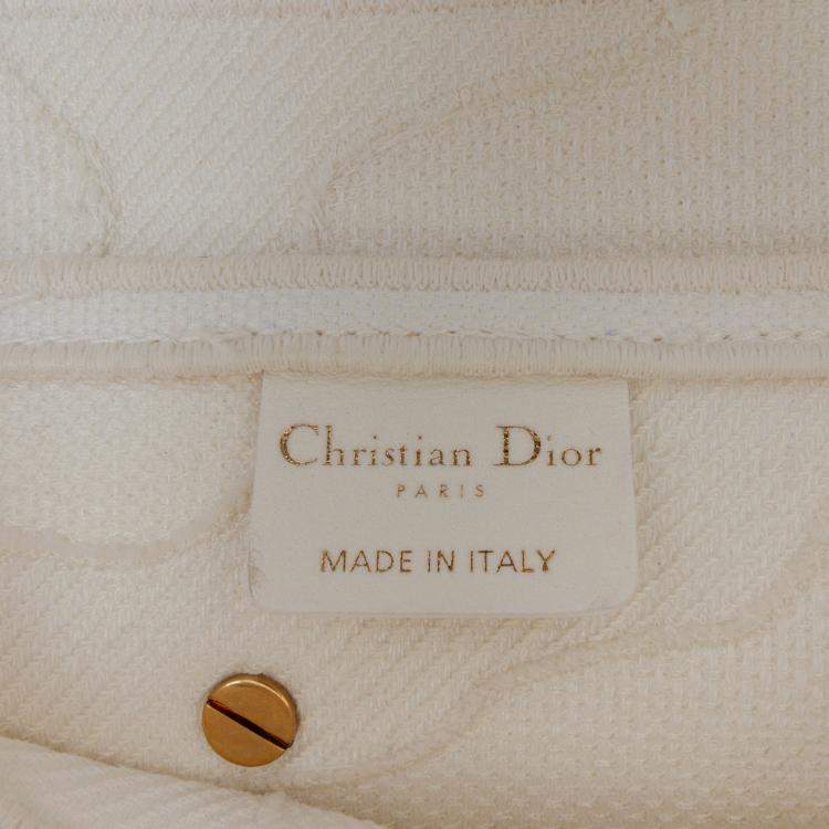 Pre Owned Dior White Mini Canvas Embroidered Camouflage Saddle Bag