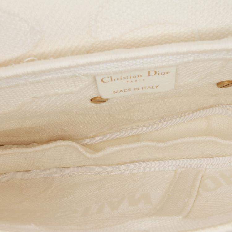 Pre Owned Dior White Mini Canvas Embroidered Camouflage Saddle Bag