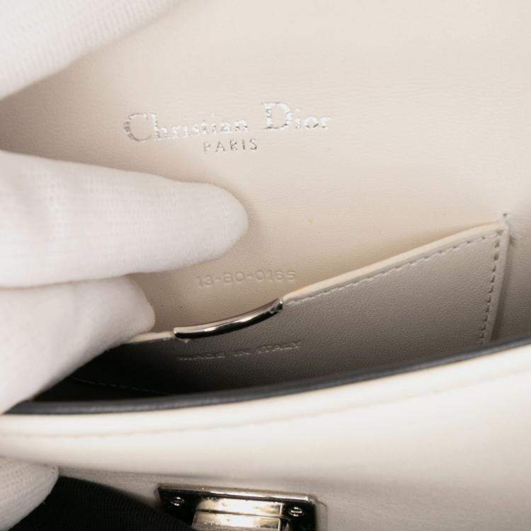 Pre Owned Dior White Small Calfskin Diorama Sequin Flap